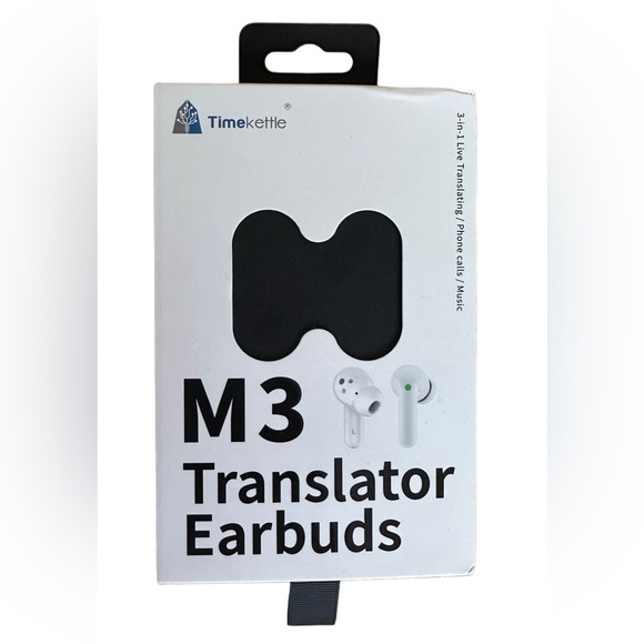 M3 Language Translator Earbud - White: 40 Languages Open Box